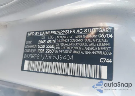 2005 Mercedes-Benz C 240 Luxury 4Matic from USA, damaged, VIN WDBRF81J95F589404